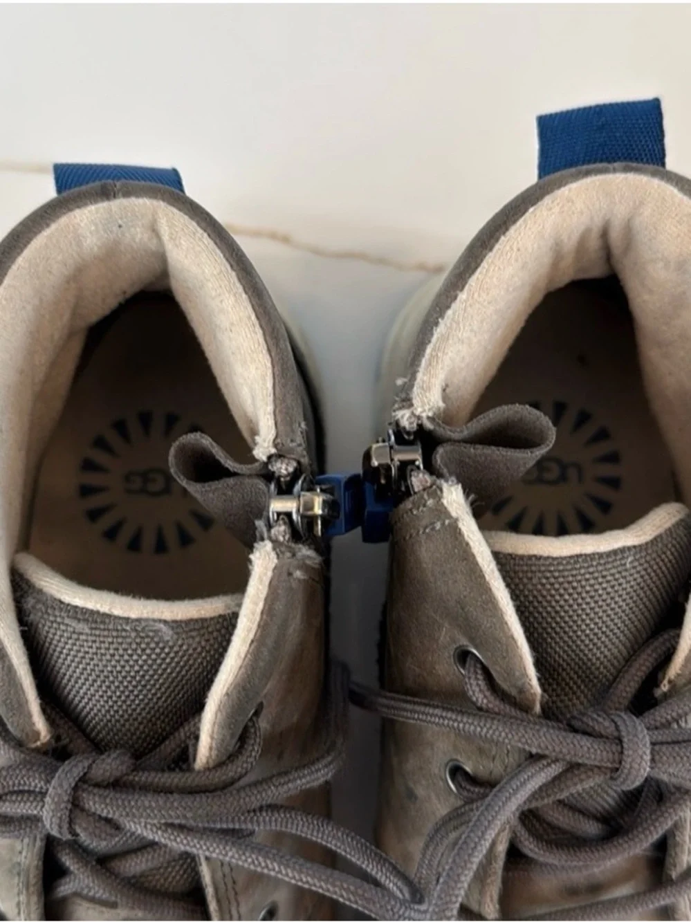 UGG Kids Gray Canoe III Weather Boot with Blue Outsole Accents